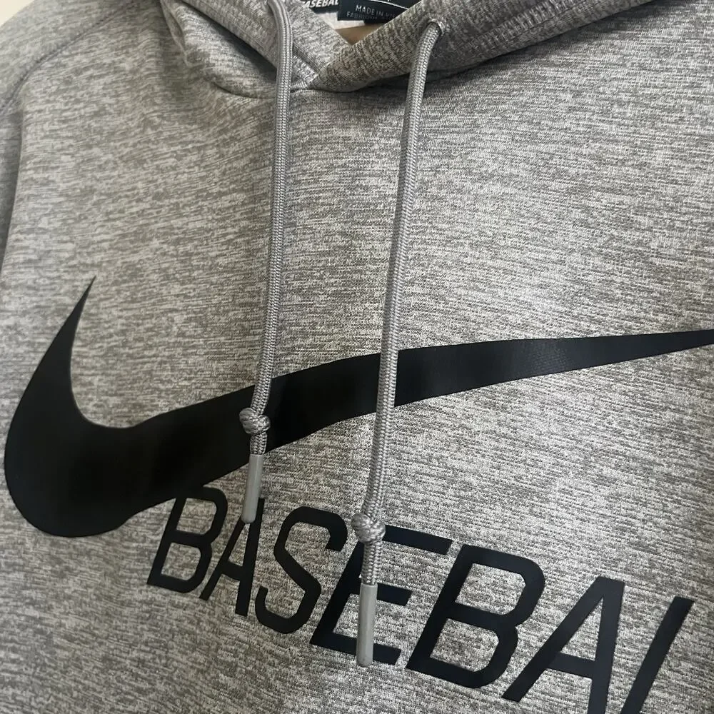 Nike Sweatshirt Men Small Gray Baseball Hoodie Work Out Active Gym Pullover